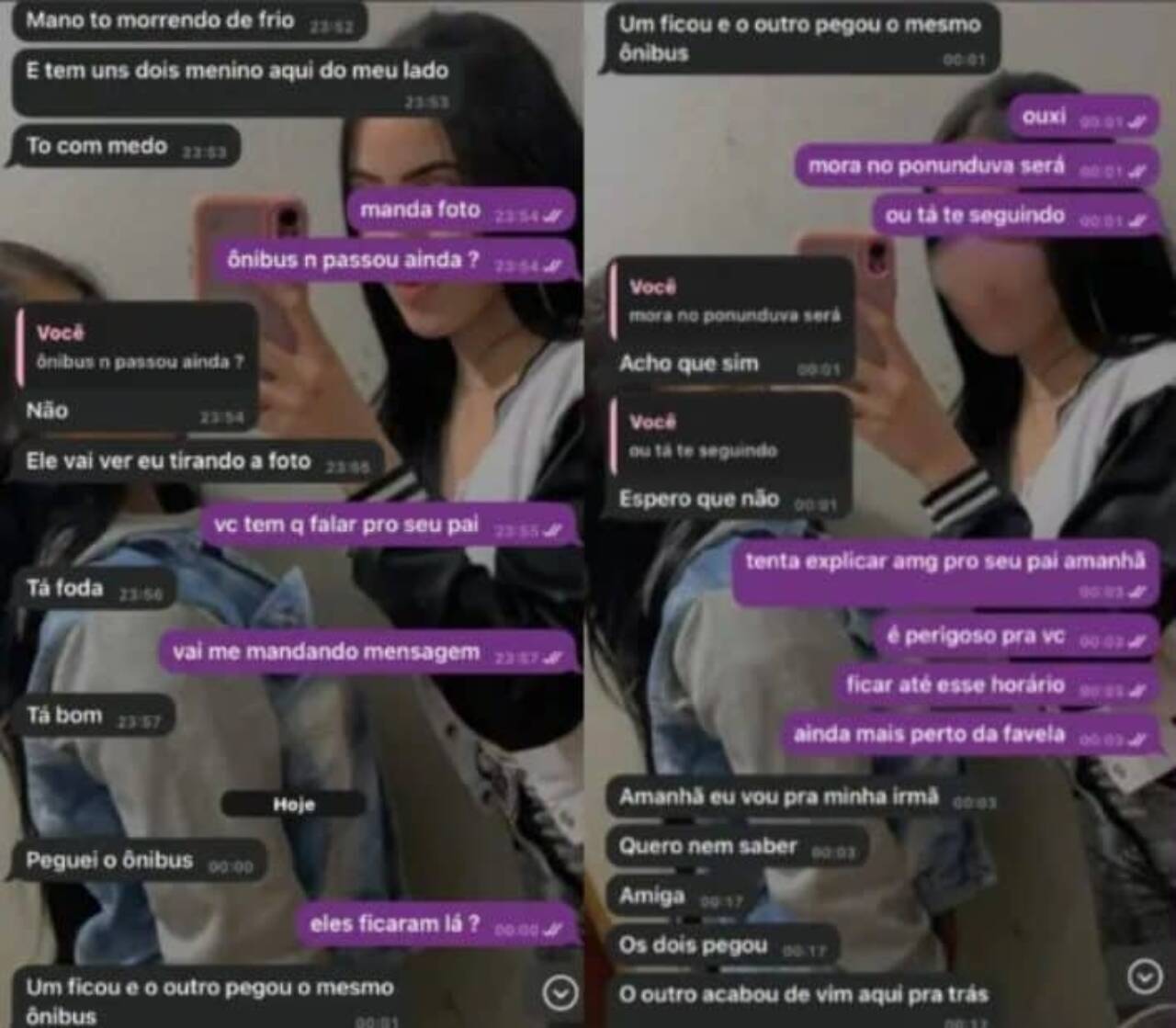 Conversa entre Vitória e amiga antes de desparecer
