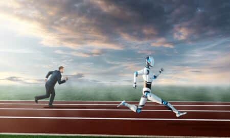 Corrida entre homem x robô