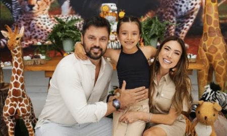 Fábio Faria e Patrícia Abravanel com filha