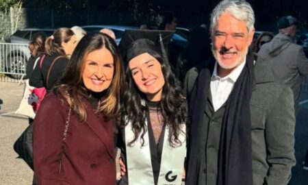 Fátima Bernardes e William Bonner e filha Laura Bonemer
