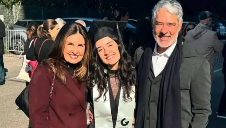 Fátima Bernardes e William Bonner e filha Laura Bonemer