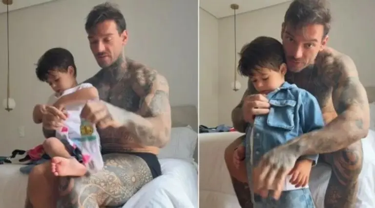 Lucas Lucco e o filho Lucca