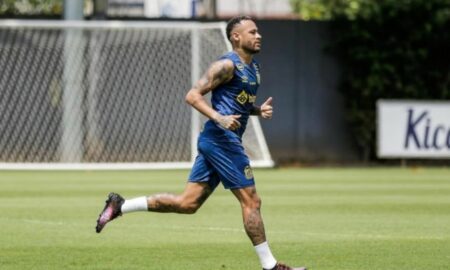 Neymar no treino do Santos FC
