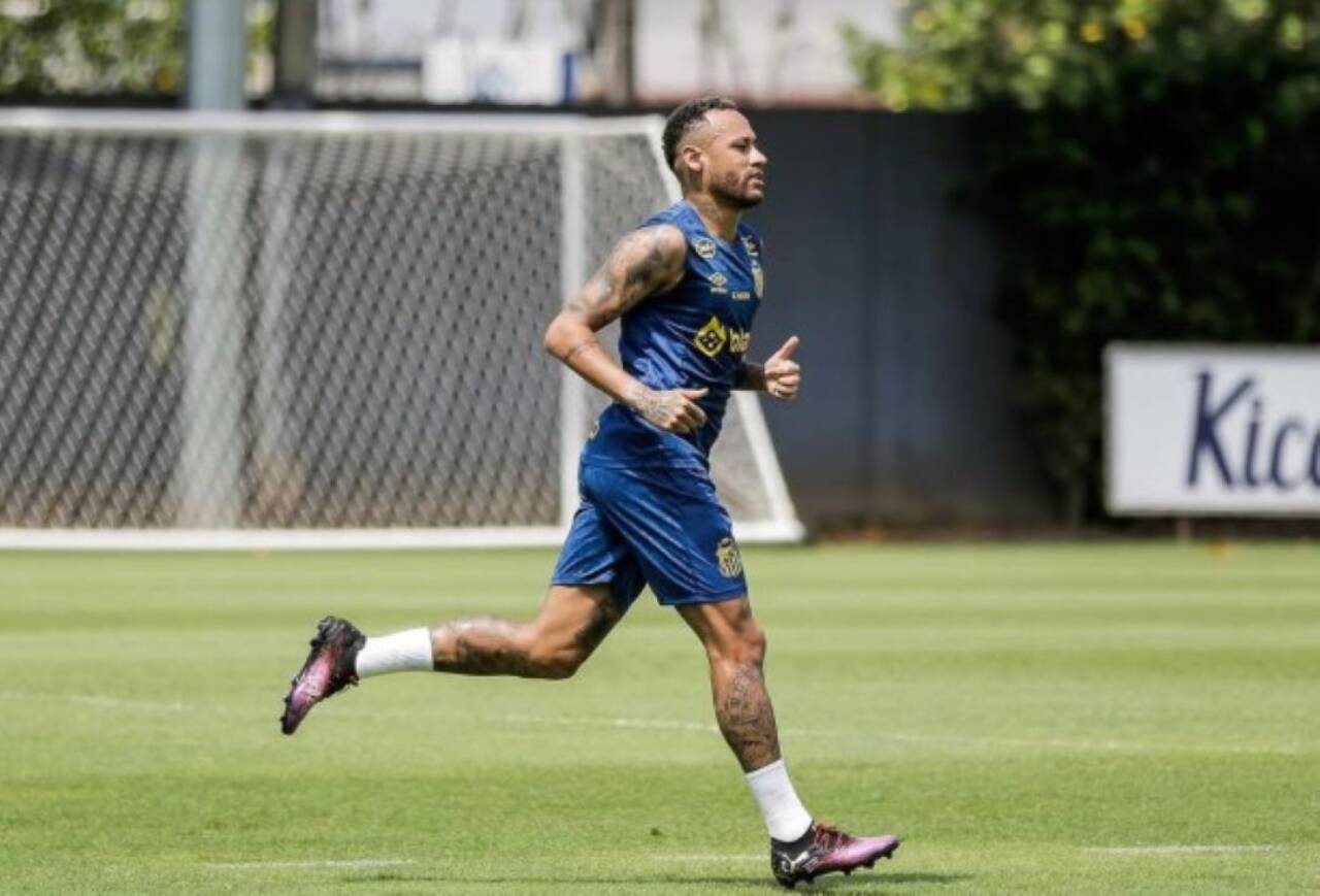 Neymar no treino do Santos FC