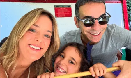 Ticiani Pinheiro, César Tralli e filha