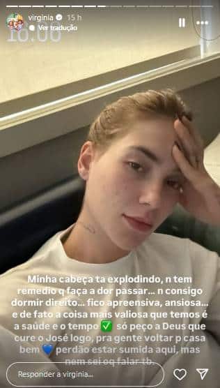 Virginia reclama das fortes dores de cabeça