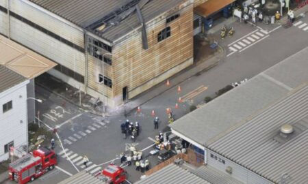 爆発事故が起きたトヨタ自動車系部品メーカー「中央発条」藤岡工場（6日午前、愛知県豊田市）=共同