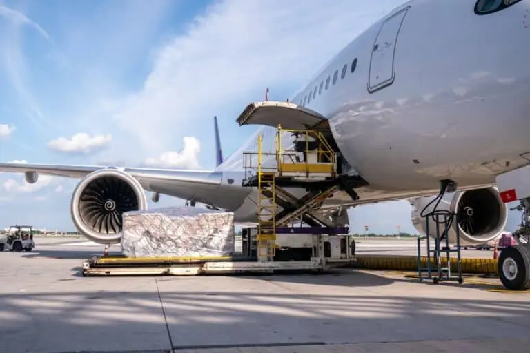 Airplane transporting cargo