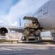 Airplane transporting cargo