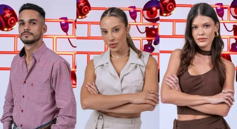 João Pedro, Renata e Vitória Strada estão no paredão do BBB 25 (Fotos: Fábio Rocha, Globo)