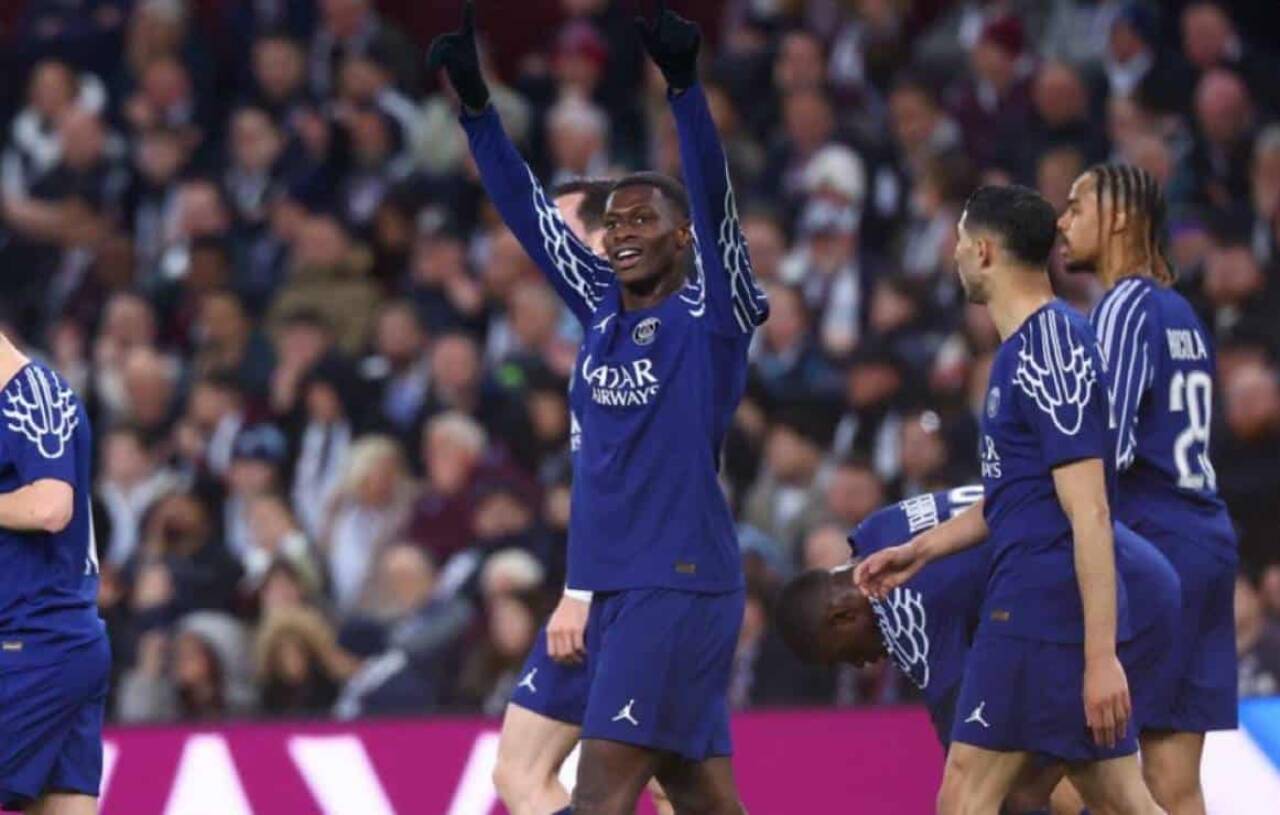 Nuno Mendes and Hakimi shine as PSG beat Aston Villa 2-1 in Champions League; Tielemans scores as England fight back