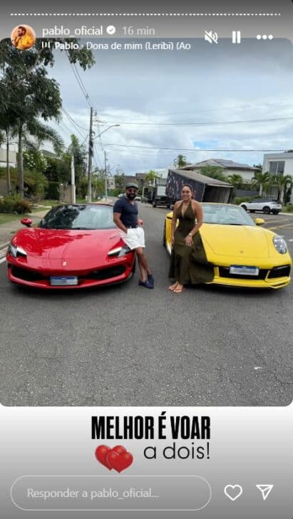 Pablo mostra em stories nova Ferrari
