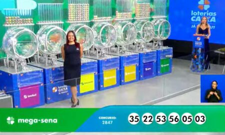 Resultado Mega-Sena 2847 com prêmio de R$ 45 milhões no concurso: 35 - 22 - 53 - 56 - 05 - 03