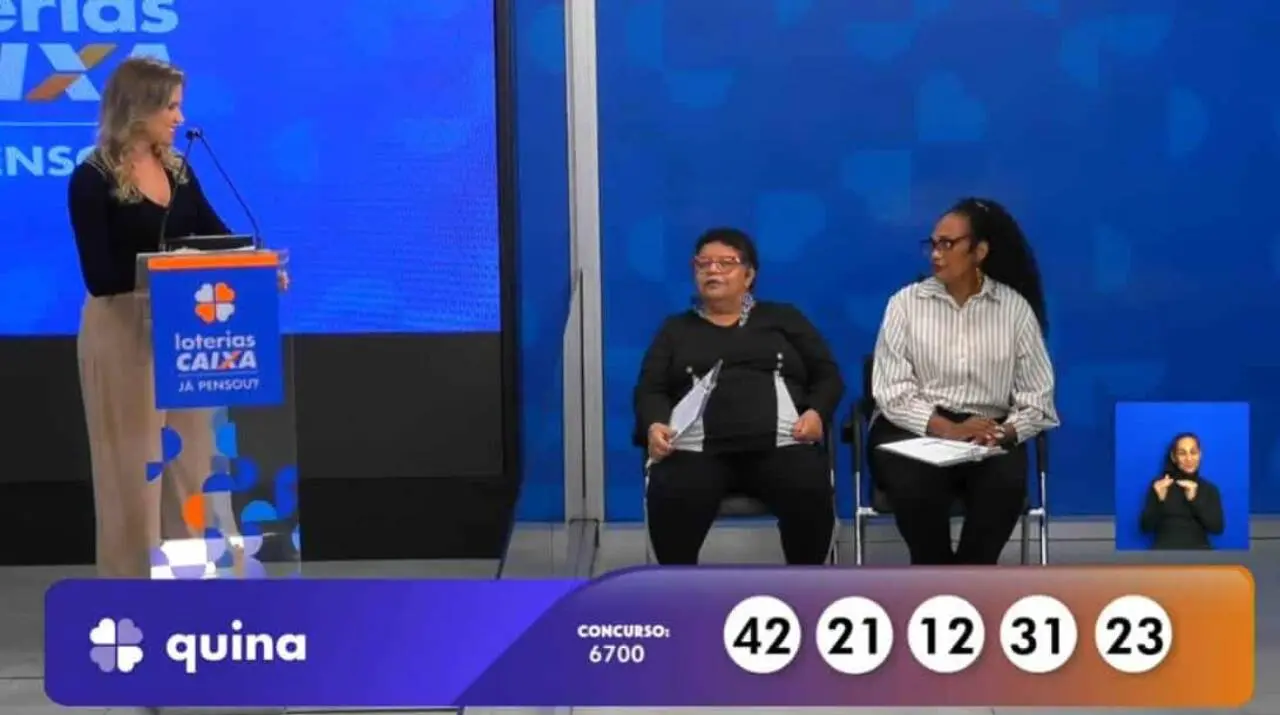Resultado Quina 6700 com prêmio de R$ 664 mil nas Loterias Caixa: 42 - 21 - 12 - 31 - 23