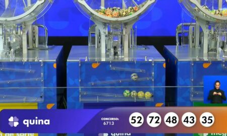 Resultado Quina 6713 sorteia R$ 6,5 milhões hoje nas Loterias Caixa: 52 - 72 - 48 - 43 - 35