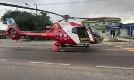 Rodovia da Uva precisou ser interditada para resgate da vítima (Foto: BPMOA)