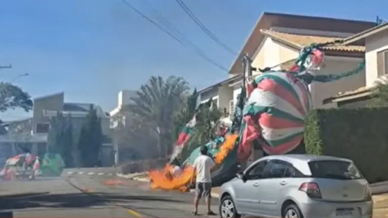 Balão ilegal incendeia condomínio em Taubaté e mobiliza Defesa Civil