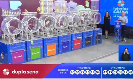 Resultado de R$ 3,8 milhões em jogo no sorteio da Dupla Sena 2813 na Caixa: Primeiro Sorteio: 40 - 06 - 22 - 10 - 14 - 04 - Segundo Sorteio: 47 - 19 - 02 - 38 - 17 - 49