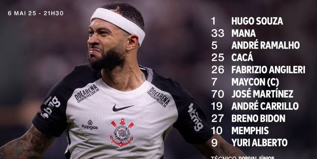 Escalação confirmada Corinthians x América de Cali nesta terça pela Copa Sul-Americana 2025 e onde assistir ao vivo
