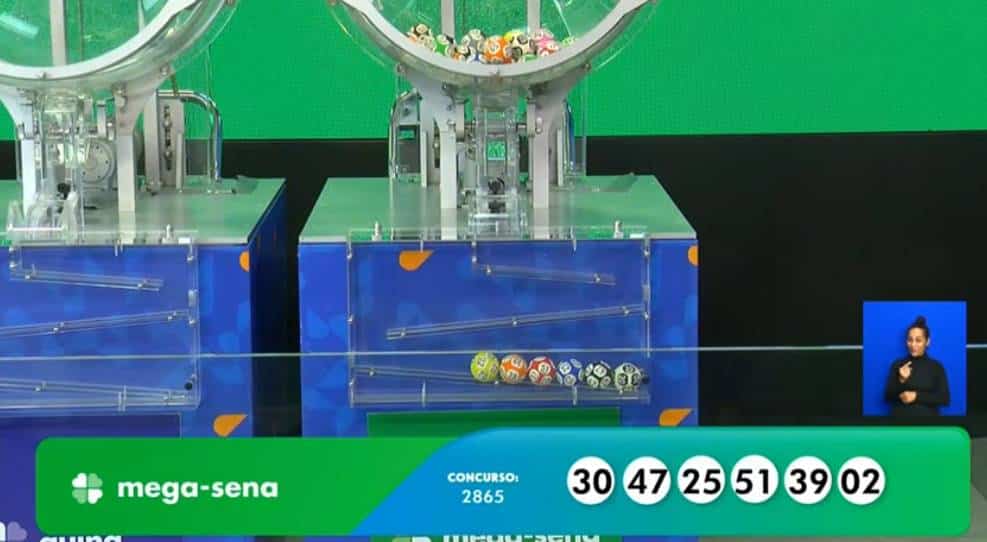 Resultado Mega-Sena 2865 com prêmio de R$ 103 milhões nas Loterais Caixa: 30 - 47 - 25 - 51 - 39 - 02