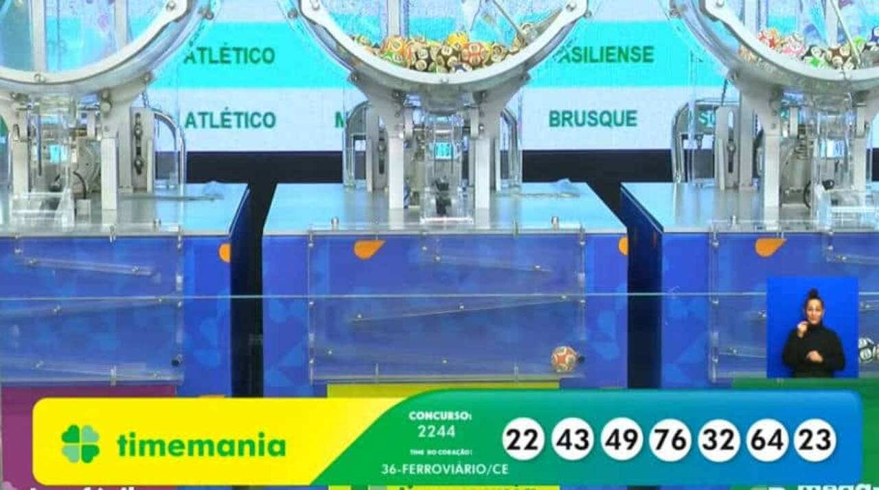Timemania 2244 sorteia R$ 1,4 milhão com números 22, 43, 49, 76, 36, 64, 23 e Ferroviário-CE