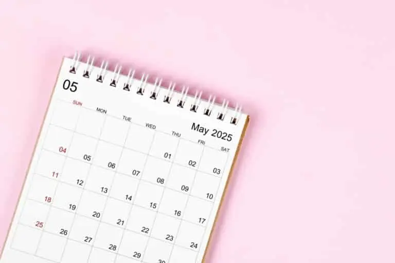 Calendário de maio