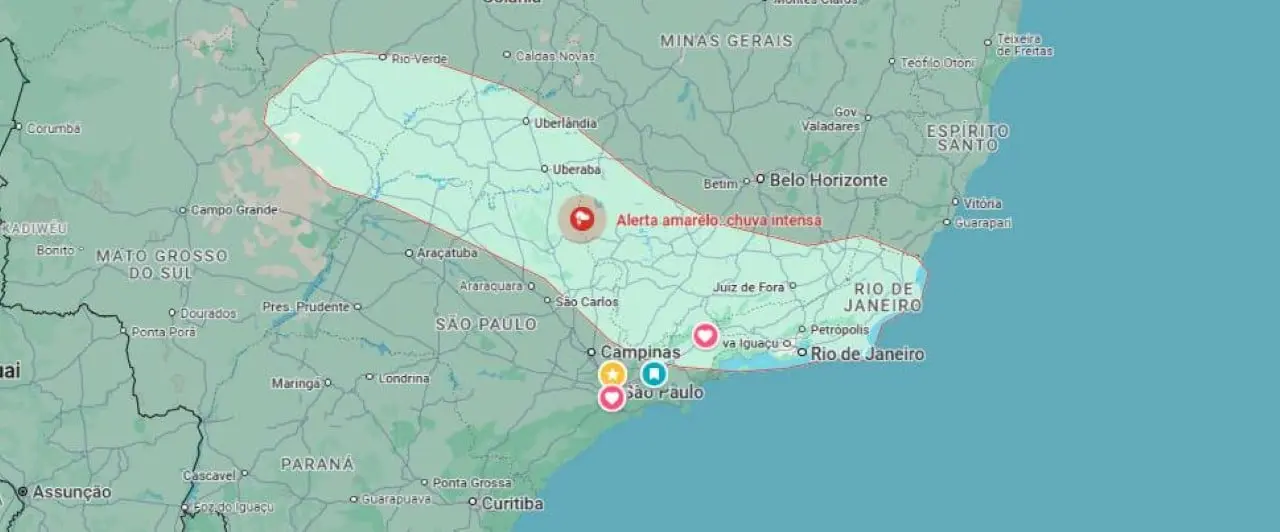 Chuvas e alerta amerelo