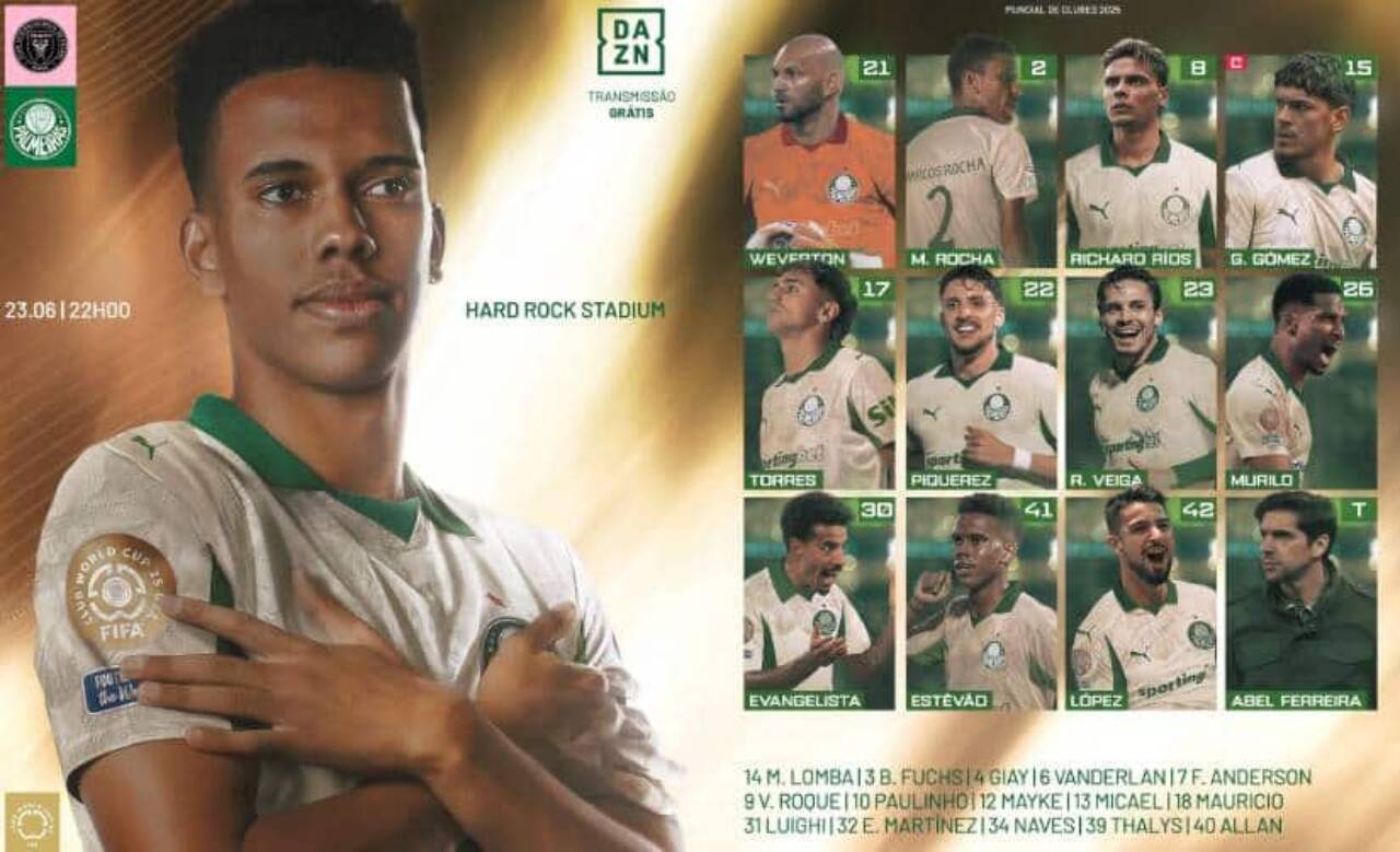 Minuto a minuto ao vivo Palmeiras x Inter Miami com onde assistir e escalação confirmada na Copa do Mundo de Clubes da FIFA