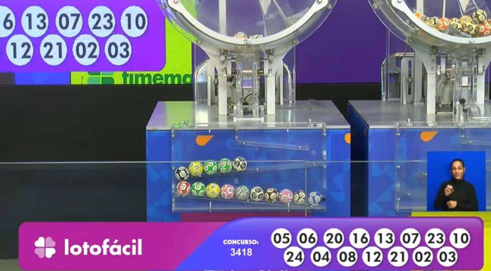 Resultado Lotofácil 3418