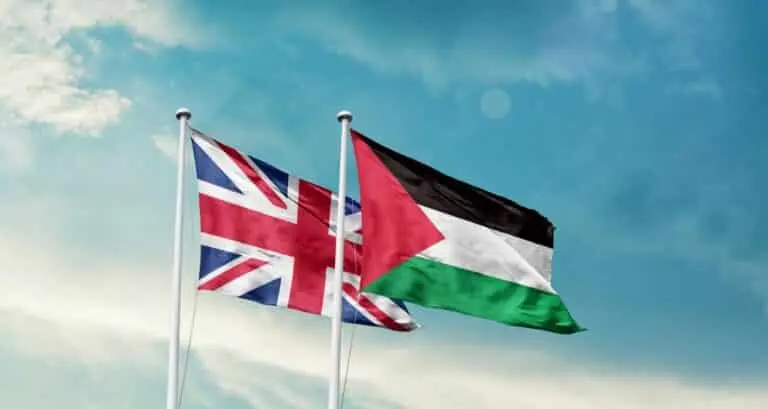 United Kingdom and Palestine flag