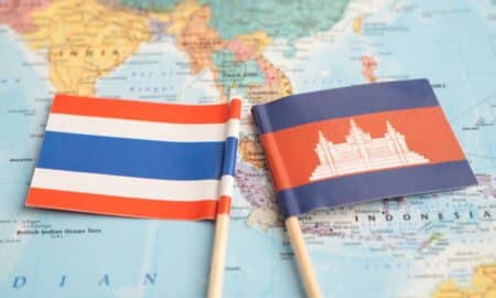 Bandeira da Tailândia e Camboja
