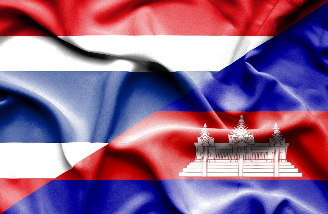 Bandeira da Tailândia e Camboja
