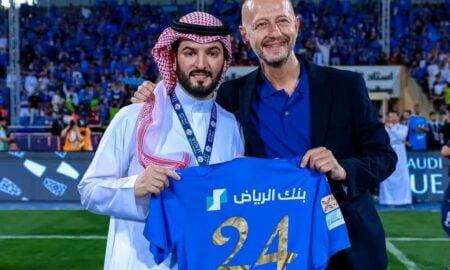 CEO, Esteve Calzada, com Fahad bin Nafel, presidente do Al-Hilal