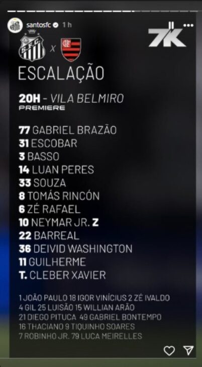 Escalação Santos