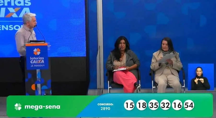 Resultado Mega-Sena 2890 de R$ 25 milhões hoje nas Loterias Caixa: 15 - 18 - 35 - 32 - 16 - 54 -