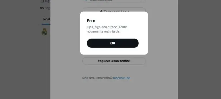 X com problema de acesso