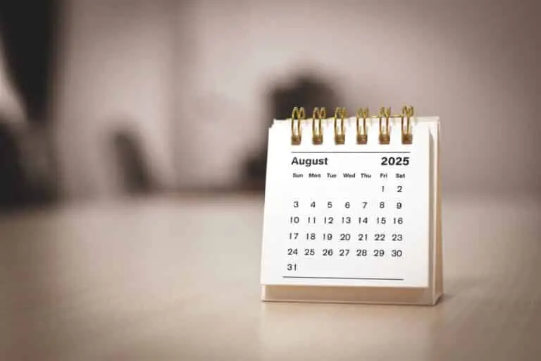 Calendário de agosto de 2025