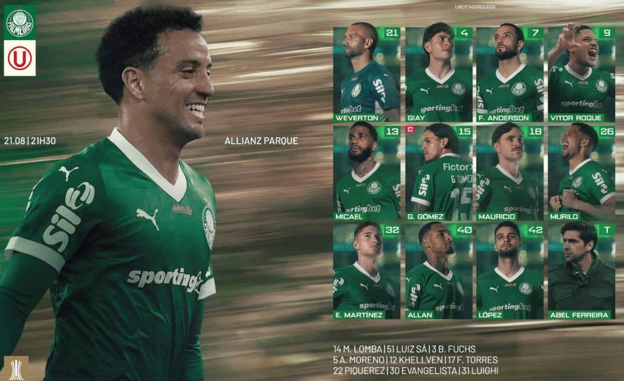 Escalação confirmada Palmeiras x Universitario: onde assistir ao vivo às 21h pela Libertadores da América