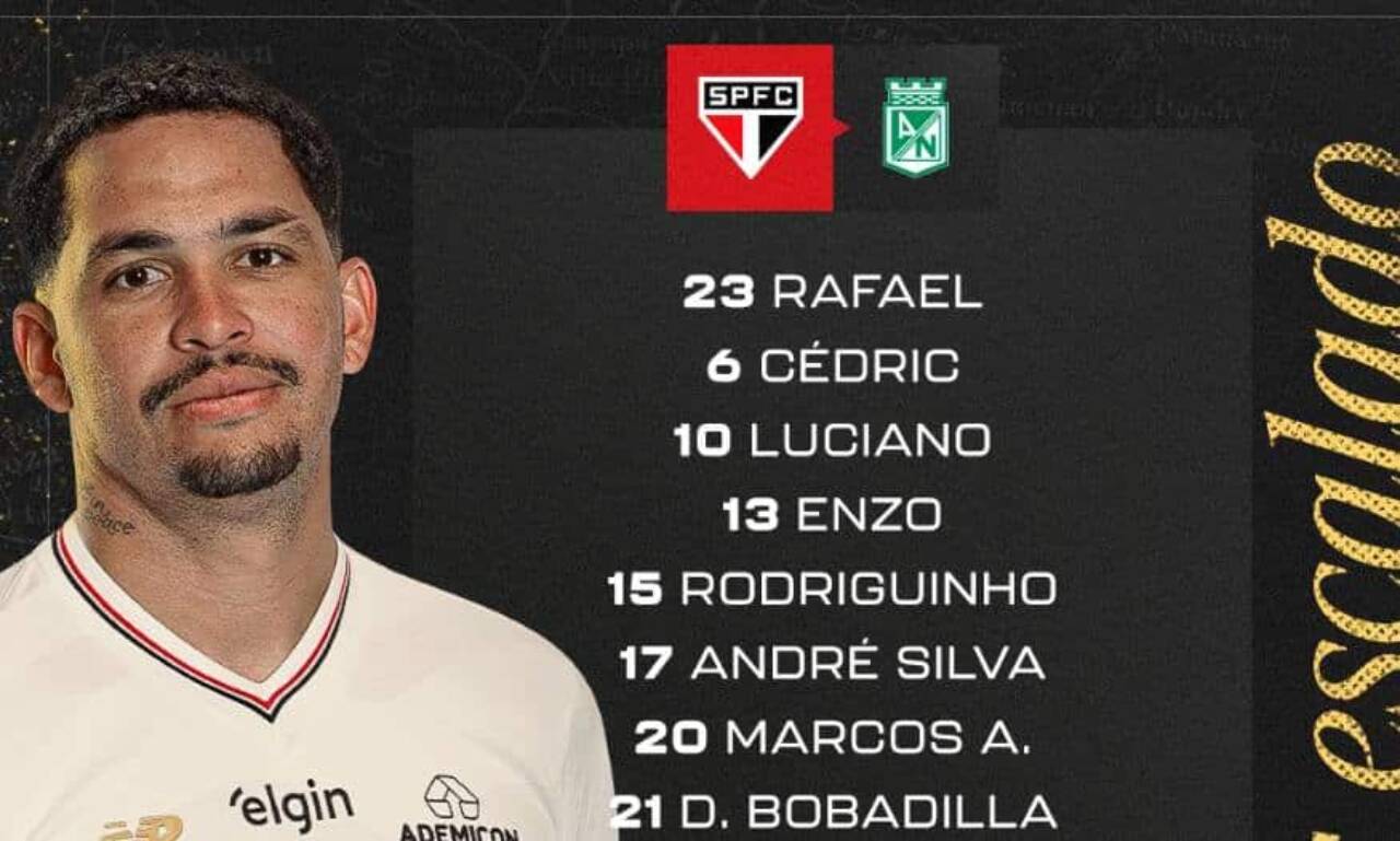 Escala&ccedil;&atilde;o confirmada s&atilde;o paulo x atletico nacional
