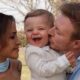 Gabi Luthai com filho e Michel Teló