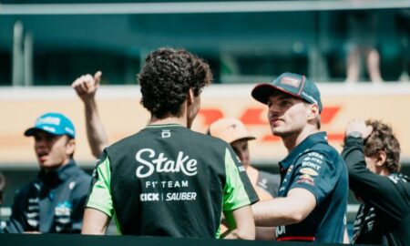 Gabriel Bortoleto e Max Verstappen