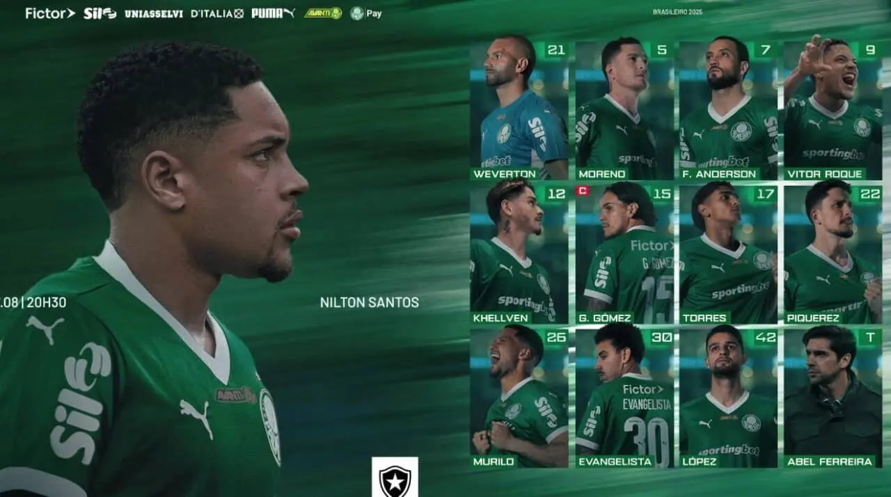 Palmeiras confirmado contra botafogo