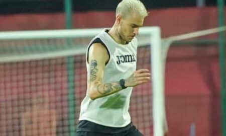 Róger Guedes em treino do Al Rayyan — Foto: Divulgação/Al Rayyan