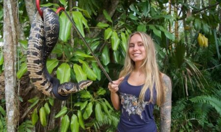 Taylor Stanberry, winner of the 2025 Florida Python Challenge snake hunt