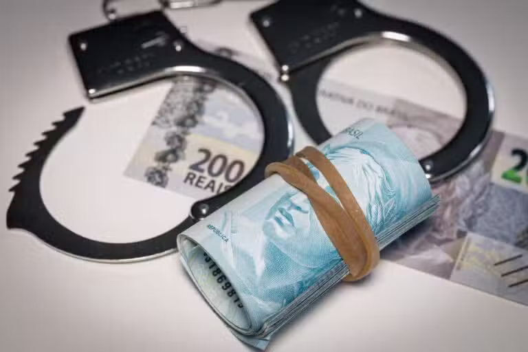 Algemas, dinheiro, notas de cem e duzentos reais