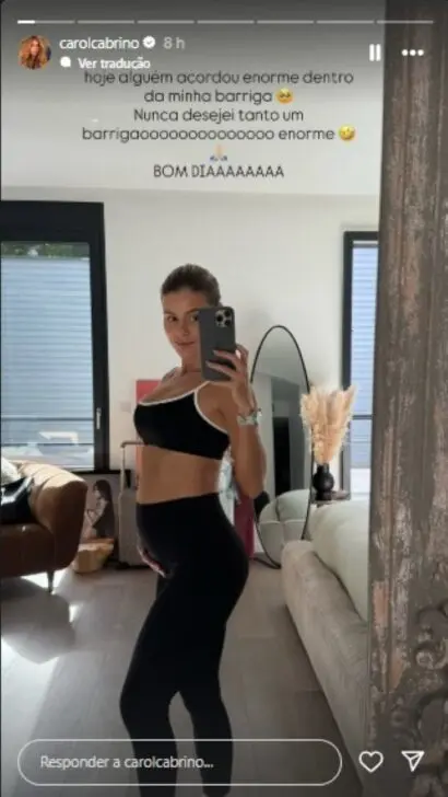 Carol Cabrino exibe barrigão
