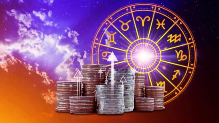 Horóscopo com signos do zodíaco e moedas