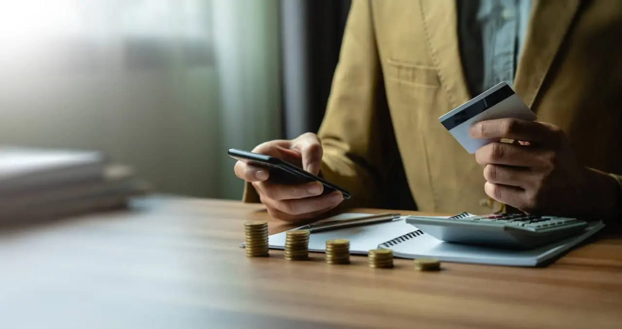 Pagamento de contas, cartão, débito automático, calculadora