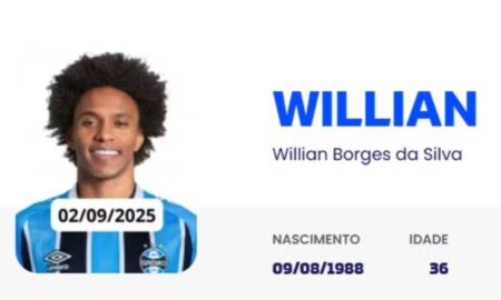 Willian aparece com camiseta do Grêmio no site da CBF
