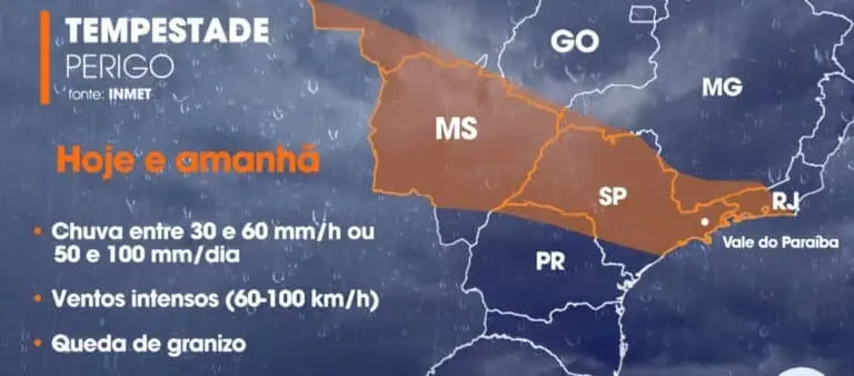 Alerta de tempestade agora noite